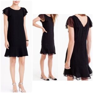 J.Crew Swiss Dot Silk Blend Dress With Flutter Sleeves And Ruffle Hem Size 8P